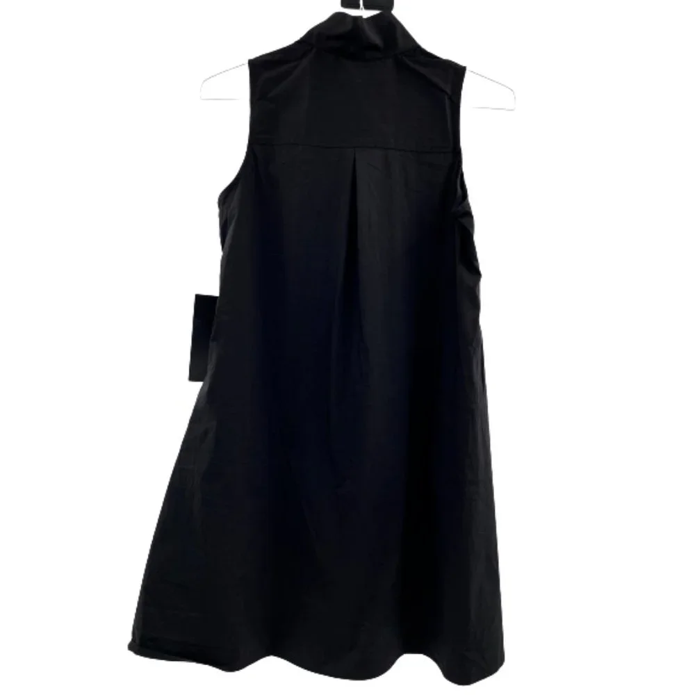 Tuckernuck Women's Black Cotton Poplin Sleeveless Charlie Shirt Dress - Picture 3 of 9